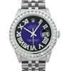Image 1 : Rolex Mens Stainless Steel Blue Vignette Roman 3 ctw Diamond Datejust Wristwatch