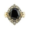 Image 2 : 5.75 ctw Oval Brilliant Onyx And Diamond Ring - 14KT Yellow And White Gold