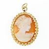 Image 1 : Vintage 14k Yellow Gold Carved Shell Cameo Dual Twisted Wire Brooch Pin Pendant