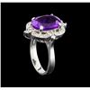 Image 4 : 4.48 ctw Amethyst and Diamond Ring - 14KT White Gold