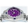 Image 4 : Rolex Ladies Stainless Steel Purple Diamond & Sapphire Datejust Wristwatch 26MM
