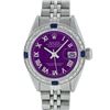Image 6 : Rolex Ladies Stainless Steel Purple Diamond & Sapphire Datejust Wristwatch 26MM