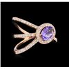 Image 1 : 0.72 ctw Tanzanite and Diamond Ring - 14KT Rose Gold