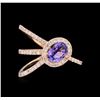 Image 2 : 0.72 ctw Tanzanite and Diamond Ring - 14KT Rose Gold