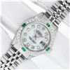 Image 2 : Rolex Ladies Stainless Steel Mother Of Pearl Diamond Emerald 26MM Datejust Wrist