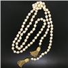 Image 4 : Estate 38" Long 6.5-7mm Natural Pearl Strand Lariat Necklace w/ Dual 14K Tassels