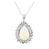 Image 2 : 16.34 ctw Opal And Diamond Pendant & Chain - 14KT White Gold