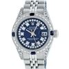 Image 1 : Rolex Ladies Stainless Steel Quickset Sapphire Blue Diamond Lugs Datejust Wristw