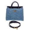 Image 1 : Gucci Light Blue Wash Matelasse Denim Small GG Satchel Bag