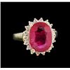 Image 1 : 6.50 ctw Ruby and Diamond Ring - 14KT Yellow Gold