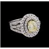 Image 1 : 14KT White Gold 1.24 ctw I-1/Light Yellow GIA Cert Diamond Ring