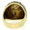 Image 7 : 14K Yellow Gold Diamond Black Blue Green Yellow Enamel Dome Flower Ring