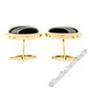 Image 5 : Vintage 14kt Yellow Gold Swivel Cuff Links w/ Hematite Inlaid in Black Onyx
