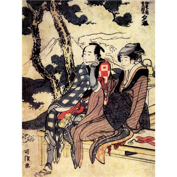 Hokusai - Traveling Couple