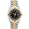 Image 2 : Rolex Mens 2 Tone Black String Diamond & Sapphire 36MM Datejust Wristwatch