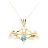 Image 2 : 0.25 ctw Blue Topaz Claddagh Pendant with Chain - 14KT Yellow Gold