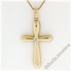 Image 2 : Italian 18kt Yellow Gold Round Diamond Polished Cross Pendant Necklace