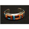 Image 2 : Native American Inlayed Silver Bracelet