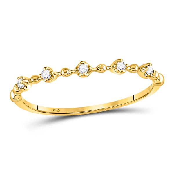 Round Diamond Bead Dot Stackable Ring 1/20 Cttw 10KT Yellow Gold