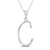 Image 1 : Round Diamond C Initial Letter Pendant 1/12 Cttw 10KT White Gold