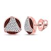 Image 1 : Round Red Color Enhanced Diamond Circle Cluster Stud Earrings 1/4 Cttw 10KT Rose Gold