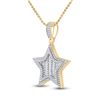 Image 2 : Round Diamond Star Charm Pendant 3/4 Cttw 14KT Yellow Gold