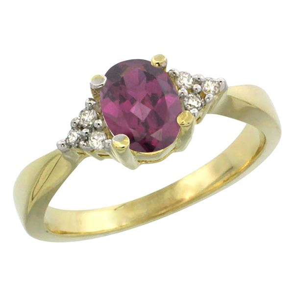 1.06 CTW Rhodolite & Diamond Ring 14K Yellow Gold - REF-36F7N