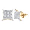 Image 1 : Round Diamond Kite Square Earrings 1/5 Cttw 10KT Yellow Gold