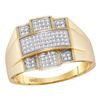 Image 1 : Round Diamond Domed Cross Ring 1/4 Cttw 10KT Yellow Gold