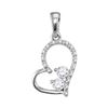 Round Diamond 2-Stone Heart Pendant 1/5 Cttw 10KT White Gold