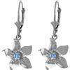 Genuine 0.20 CTW Blue Topaz Earrings 14KT White Gold - REF-65P6H