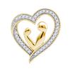 Round Diamond Heart Mother Child Embrace Pendant 1/10 Cttw 10KT Yellow Gold