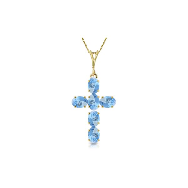 Genuine 1.50 ctw Blue Topaz Necklace 14KT Yellow Gold - REF-32H8X