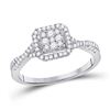 Image 1 : Round Diamond Square Cluster Ring 1/2 Cttw 10KT White Gold