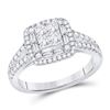 Cluster Bridal Wedding Engagement Ring 1 Cttw 14KT White Gold