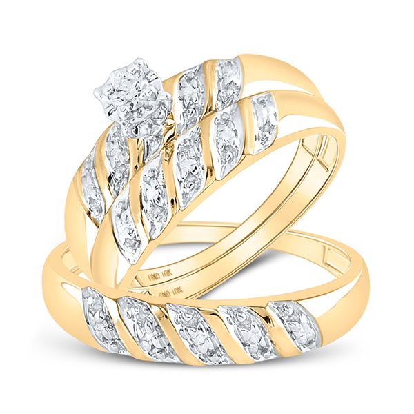 Diamond Solitaire Matching Wedding Set 1/20 Cttw 10KT Yellow Gold