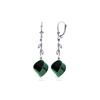 Genuine 30.52 ctw Green Sapphire Corundum & Diamond Earrings 14KT White Gold - REF-66X2M