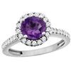 1.13 CTW Amethyst & Diamond Ring 14K White Gold - REF-60F5N