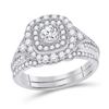 Diamond Bridal Wedding Ring Band Set 1 Cttw 14KT White Gold