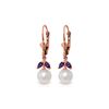 Image 1 : Genuine 4.4 ctw Pearl & Amethyst Earrings 14KT Rose Gold - REF-25H3X