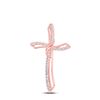 Image 1 : Round Diamond Cross Pendant 1/4 Cttw 10KT Rose Gold