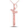 Image 2 : Round Diamond Cross Pendant 1/4 Cttw 10KT Rose Gold