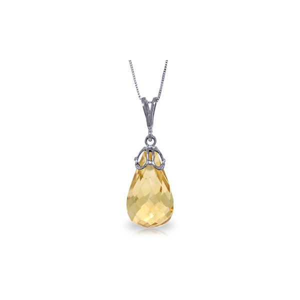 Genuine 7 ctw Citrine Necklace 14KT White Gold - REF-25F3Z