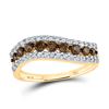 Image 1 : Round Brown Diamond Contoured Band 3/4 Cttw 10KT Yellow Gold