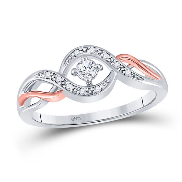 Round Diamond Solitaire Promise Ring 1/10 Cttw 10KT Two-tone Gold