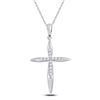 Image 1 : Round Diamond Cross Pendant 1/8 Cttw 10KT White Gold