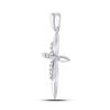 Image 2 : Round Diamond Cross Pendant 1/8 Cttw 10KT White Gold