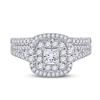 Image 2 : Bridal Wedding Ring Band Set 1 Cttw 14KT White Gold