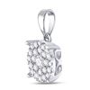 Image 2 : Round Diamond Cluster Pendant 1/2 Cttw 14KT White Gold