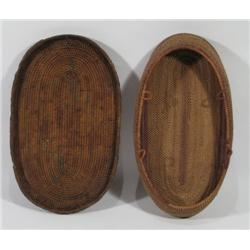 TWO WOVEN CANE BASKETS